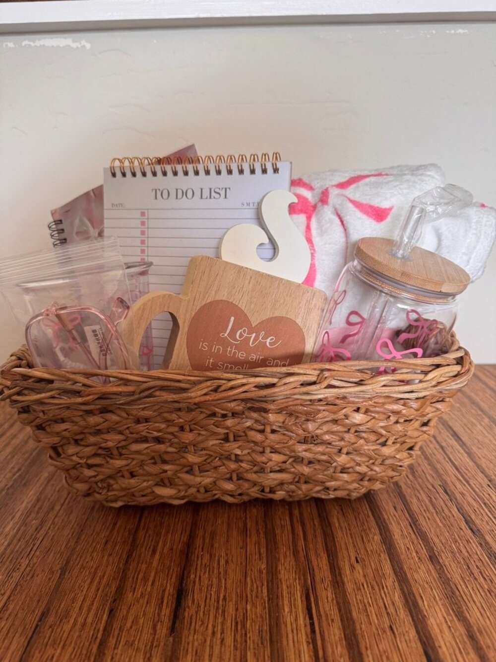 Pink Bow Gift Basket